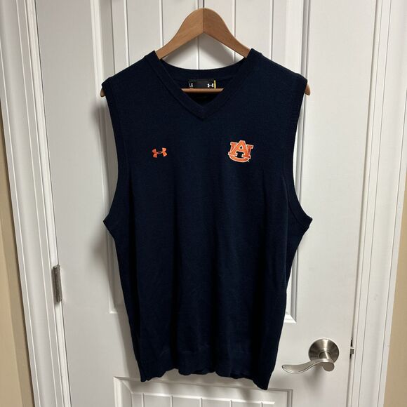 Auburn Tigers Football Merino Wool Sweater Vest Large Under Armour NWOT NCAA SEC - Picture 1 of 4